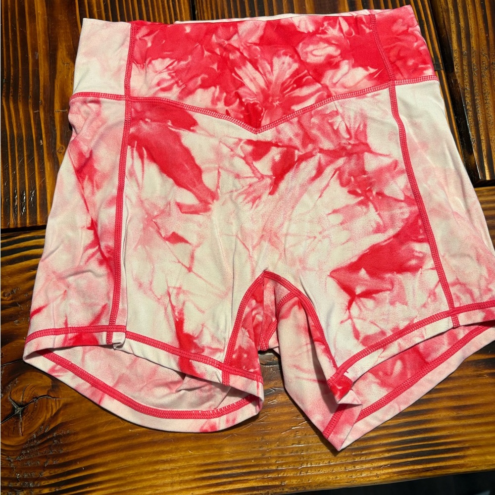 Balance Athletica Red Tie-Dye Bike Shorts